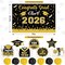 Class of 2026 Graduation Decorations Set - Black & Gold Congrats Grad Party Kit - Includes Fabric Backdrop, Banner, & Premium Balloons - All-in-One High School & College Supplies